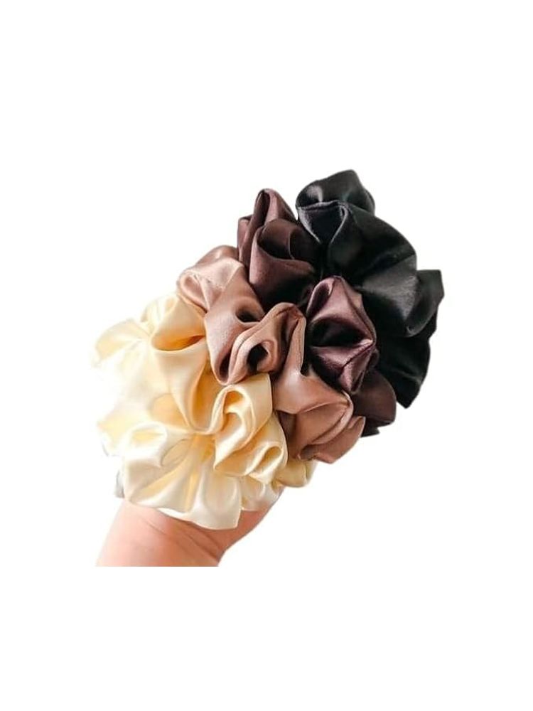 Bronson Professional 2 Pcs Silk Satin Scrunchies Large Luxury
