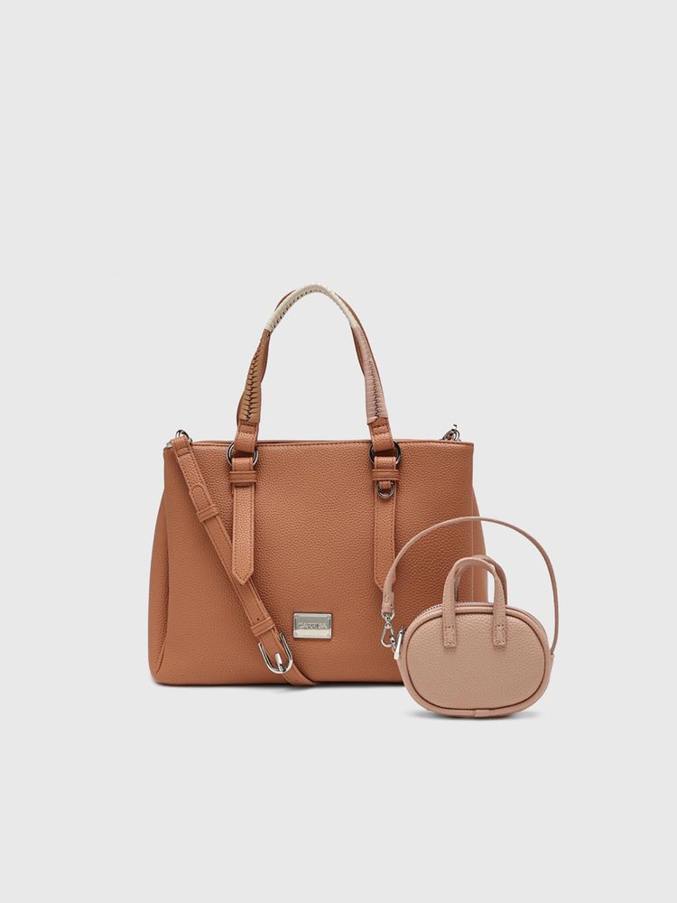 CARPISA Lucille Women Satchel Bag With Detachable Strap & Pouch - Orange (M)-image-21