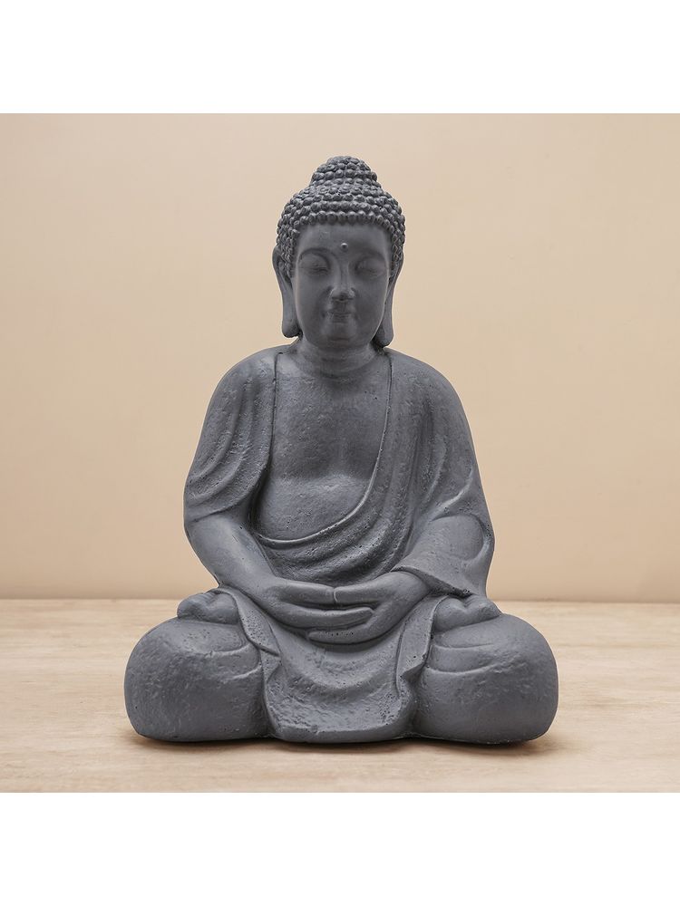 Pure Home + Living Grey Polyfibre Sitting Buddha Figurine-image-43