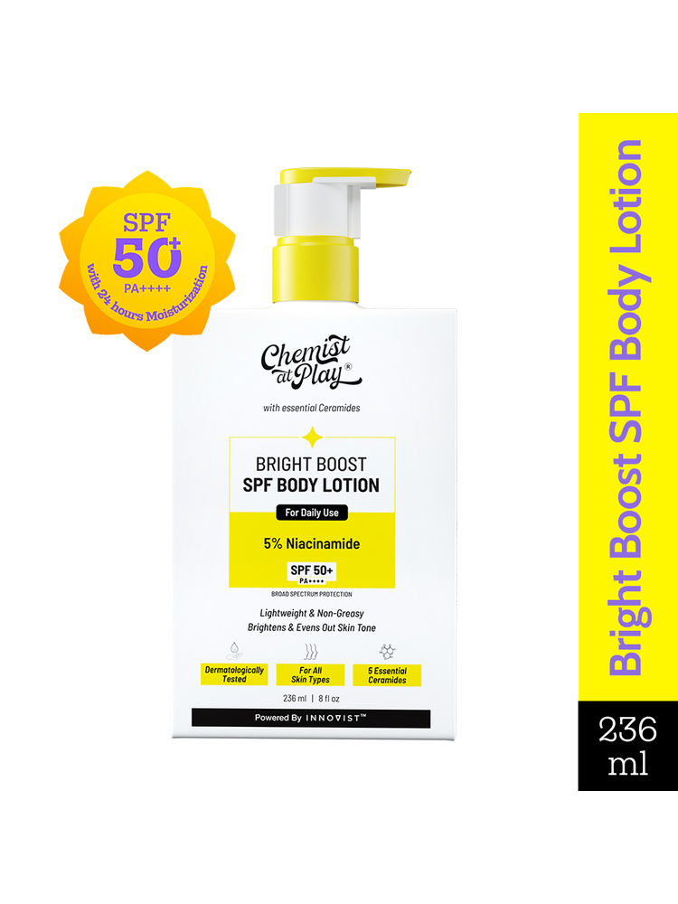 Chemist at Play Bright Boost SPF Body Lotion, SPF 50+ PA++++, 24 hours moisturization