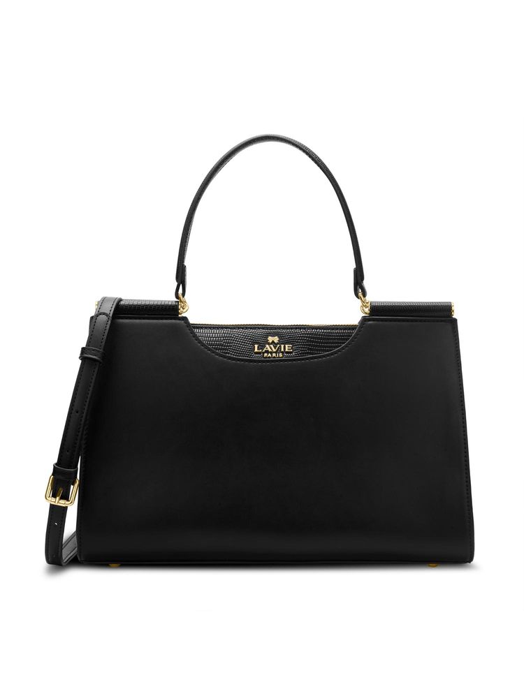 Lavie Paris Women's Freesia Satchel Bag with Detachable Strap -Black (MEDIUM)-image-35