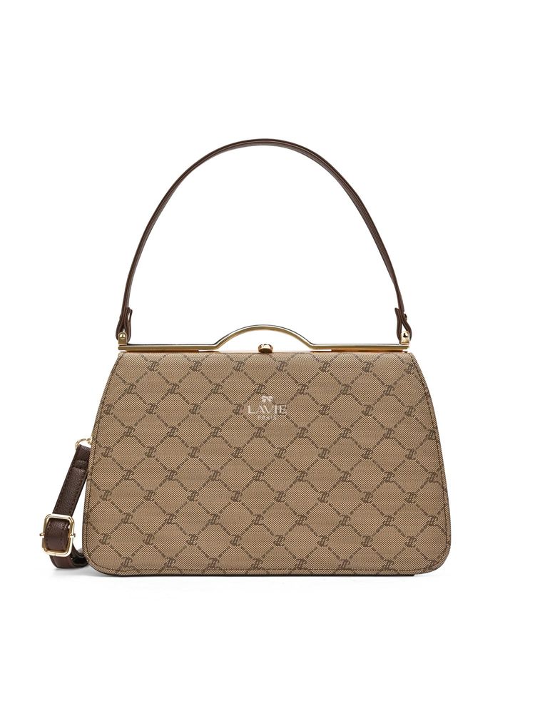 Lavie Paris Women's Chic Sat Frame Satchel Bag with Detachable Strap- Khaki (MEDIUM)-image-40