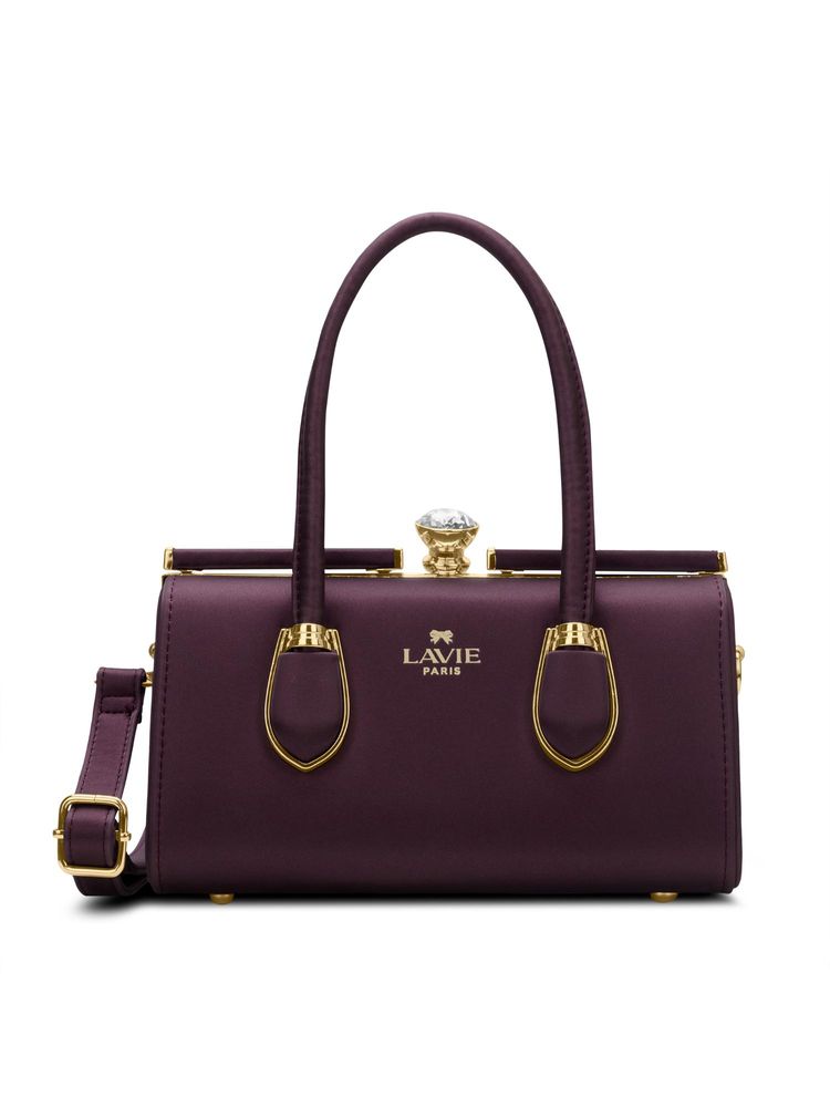 Lavie Paris Women's Gazelle Frame Satchel Bag with Detachable Strap -Wine (SMALL)-image-18