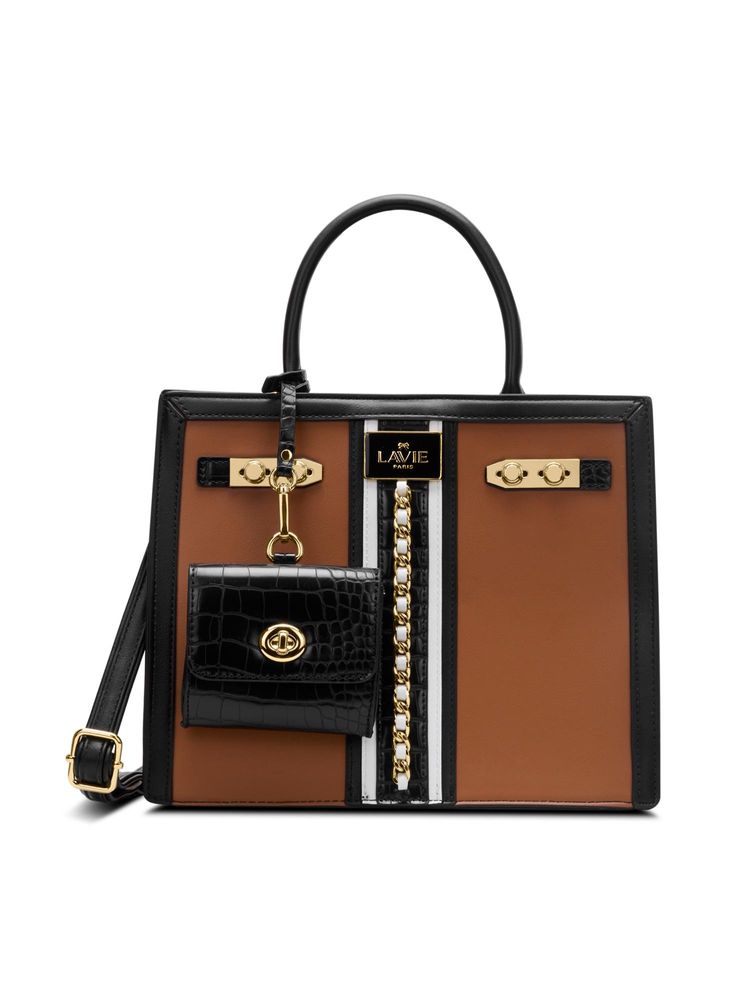 Lavie Paris Women's Louvre Satchel Bag with Detachable Strap -Brown (MEDIUM)-image-36