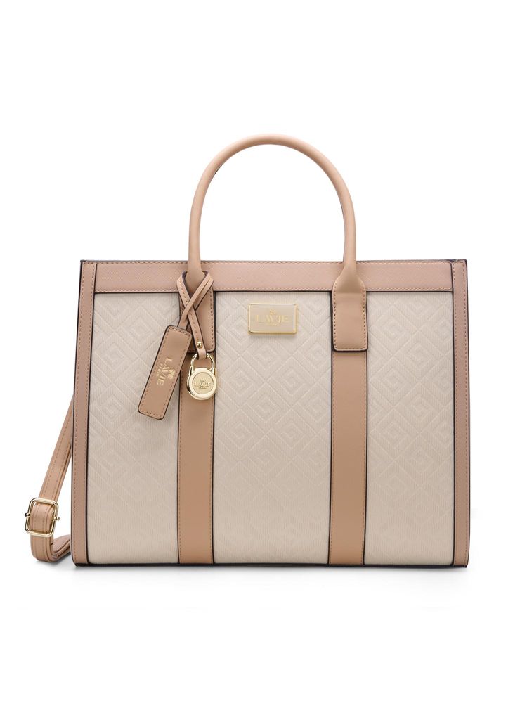 Lavie Paris Women's Eloise Satchel Bag with Detachable Strap -Beige (LARGE)-picture-10