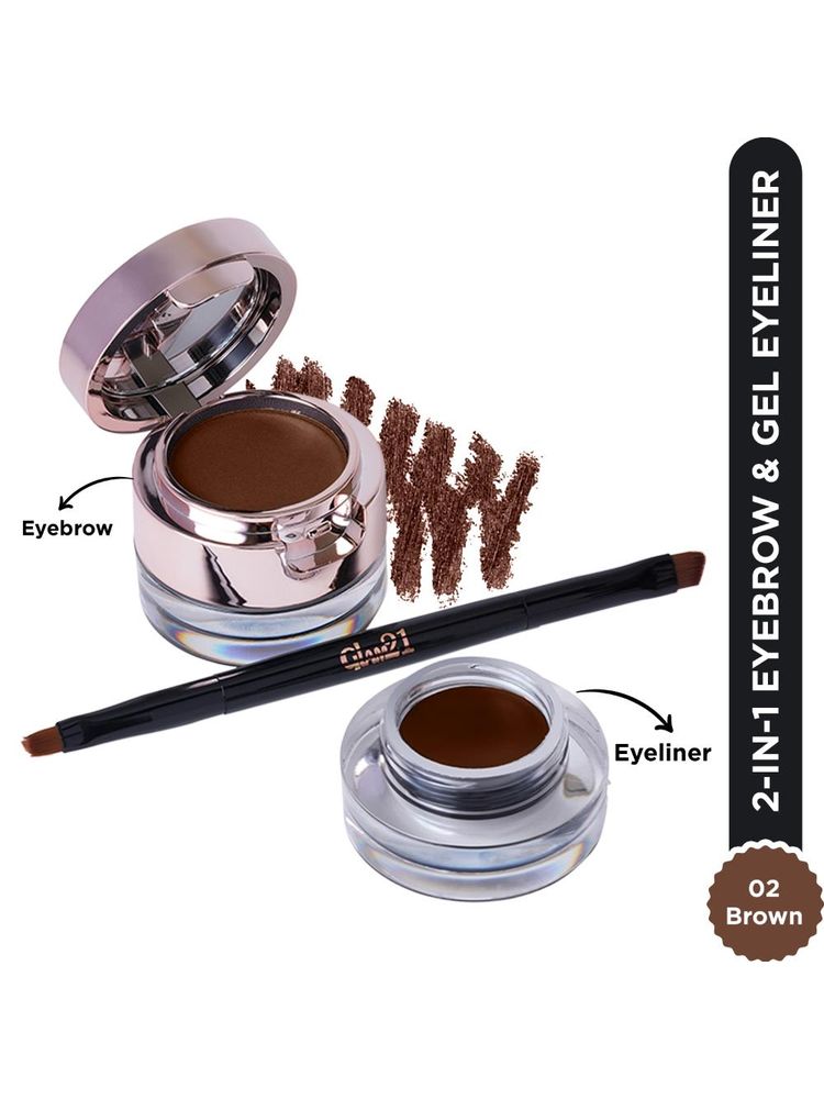 GLAM21 2-In-1 Eyebrow & Gel Eyeliner 24-Hour Stay Waterproof - 02 Brown-picture-24