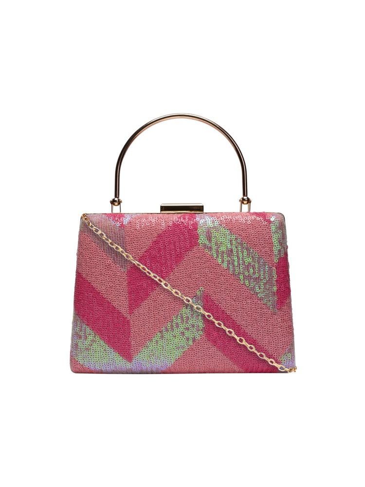 Horra Pink Zig Zag Party Clutch (M)-image-37