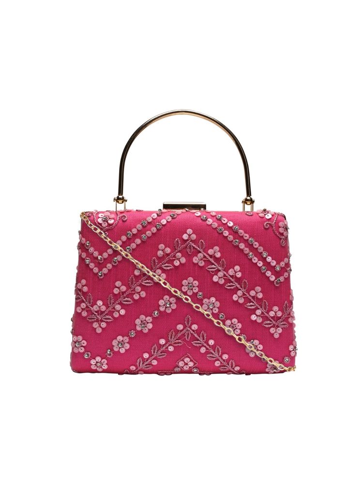 Horra Embellished Pink Silk Clutch (M)-image-11