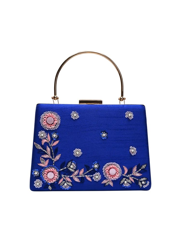 Horra Embellished Blue Silk Clutch (M)-image-17