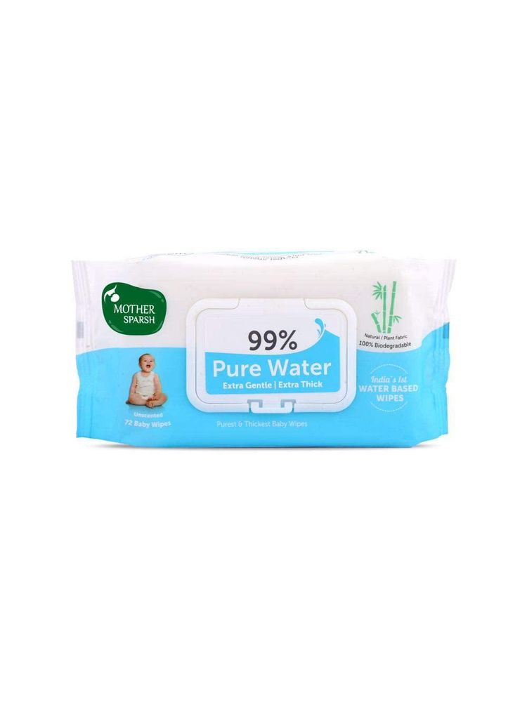Mother Sparsh 99 % Pure Water Unscented Baby Wipes 72 Pcs