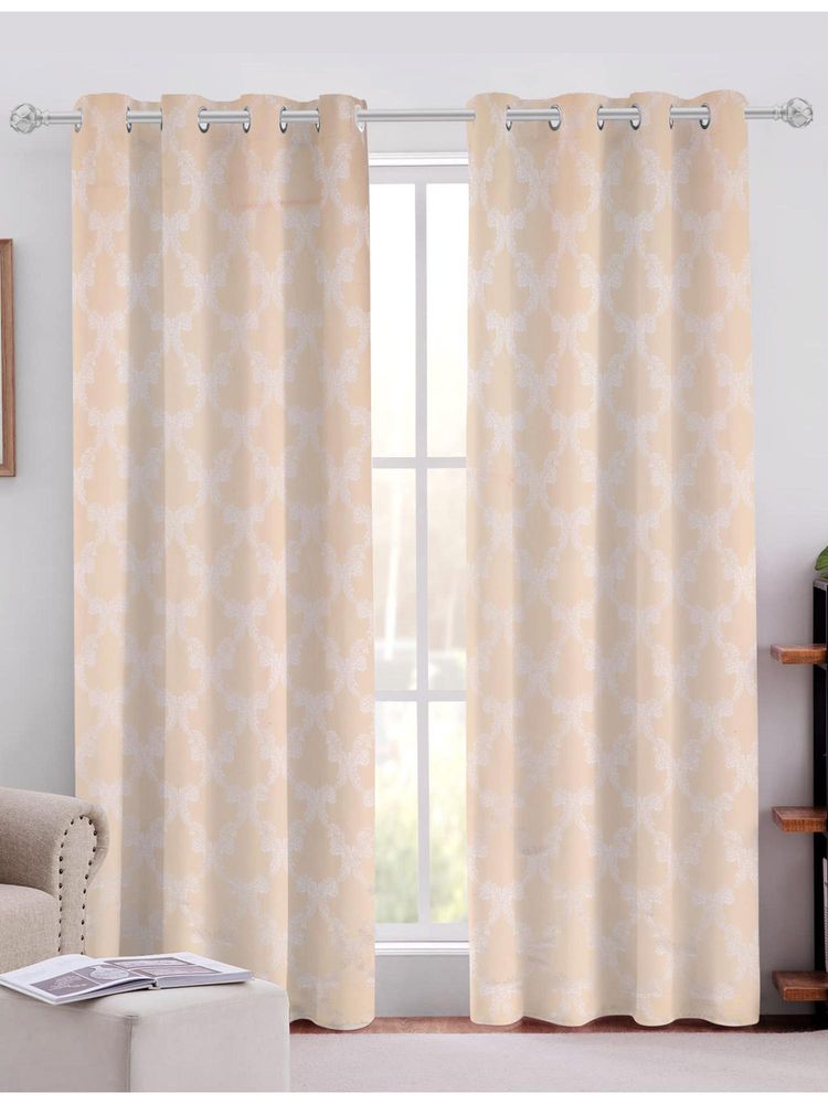 Sivya by Home Cream Cotton Jacquard Grommet Curtains (Pack of 2)-image-2