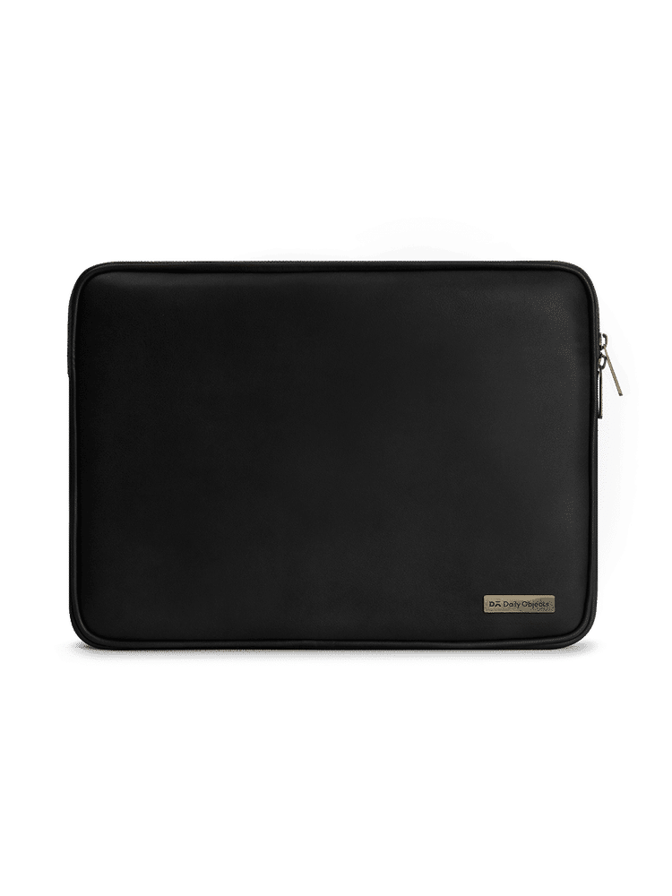 DailyObjects Black Vegan Leather Zippered Sleeve For Laptop/macbook