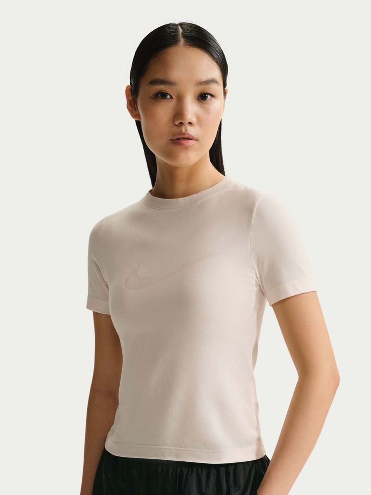Nike White Sportswear Nsw Burnout Logo Women T-Shirt-picture-21