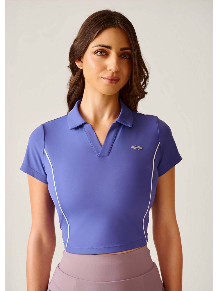 STRCH Women Blue Nylon Play Core Polo T-Shirt-picture-36