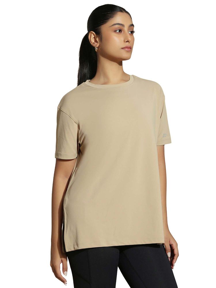 Silvertraq Women Beige Flow Fit Oversized Crew Neck T-Shirt-picture-25