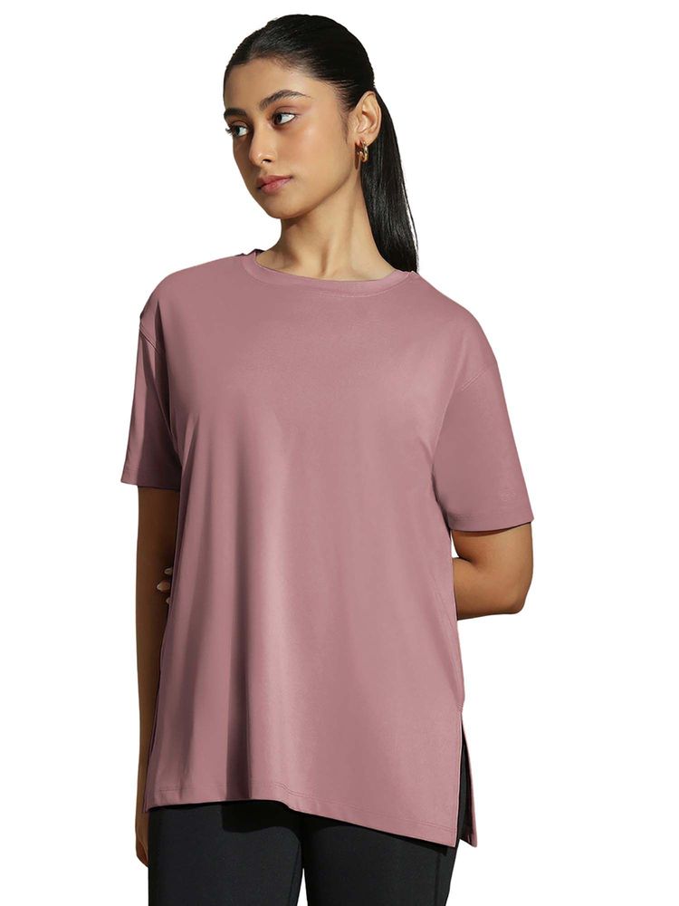 Silvertraq Women Pink Flow Fit Oversized Crew Neck T-Shirt-image-49