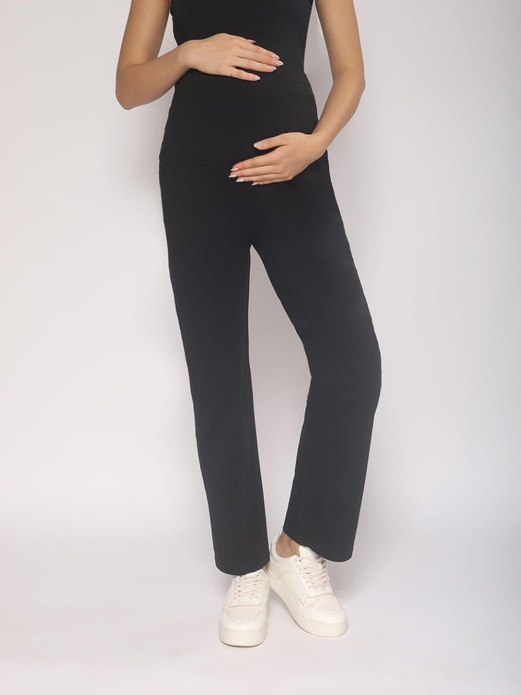 MomToBe Women High Rise Straight Fit Black Maternity Track Pant-picture-20
