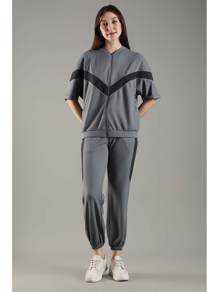 DOMIN8 Grey Women’s V-Neck short sleeve Jacket & Jogger-picture-11