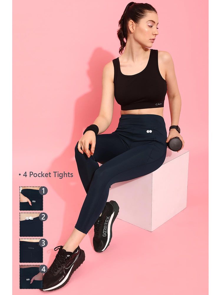 Clovia Black High-Rise 4 Pocket Active Tights-picture-26