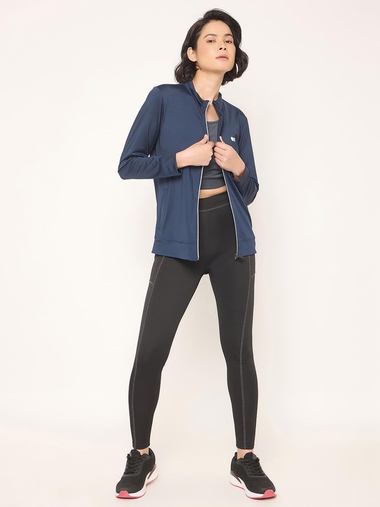 Clovia Women Blue Solid Comfort Fit Sporty Jacket-picture-26