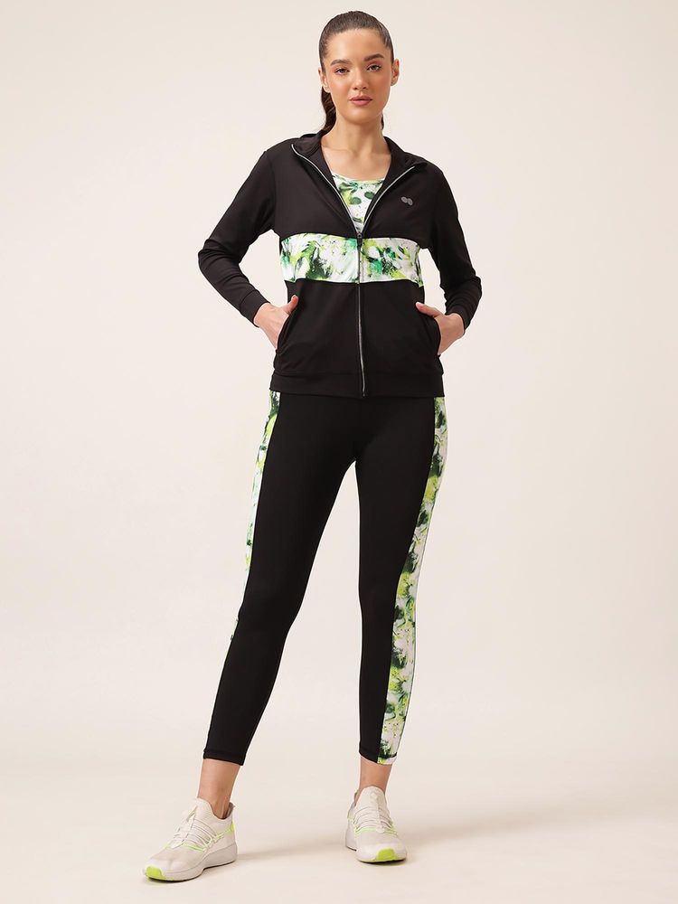 Clovia Black and Green Printed Comfort-Fit Active Jacket-picture-21