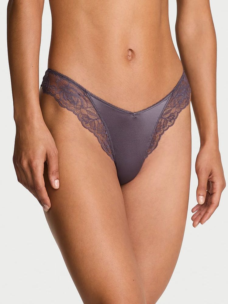 victoria's secret intimates Victoria's Secret Grey Very Sexy Rose Lace-Trim High-Leg Thong Panty-picture-31
