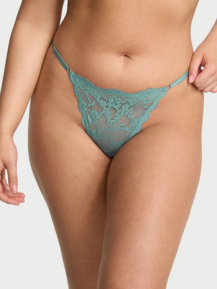 victoria's secret intimates Victoria's Secret Green Dream Angels Lace Adjustable V-String Thong Panty-picture-18
