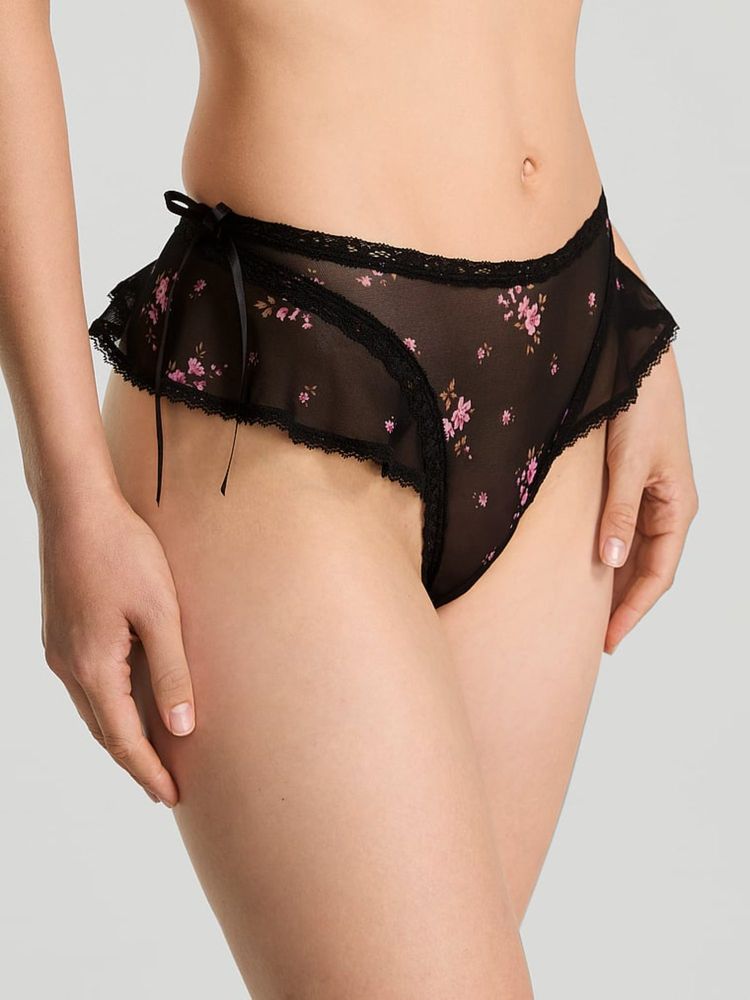 victoria's secret intimates Victoria's Secret Black Dream Angels Sheer Flutter High-Leg Thong Panty-picture-25