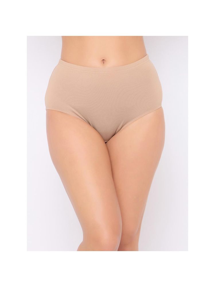 Clovia Beige Cotton High Waist Inner Elastic Hipster Panty-picture-31