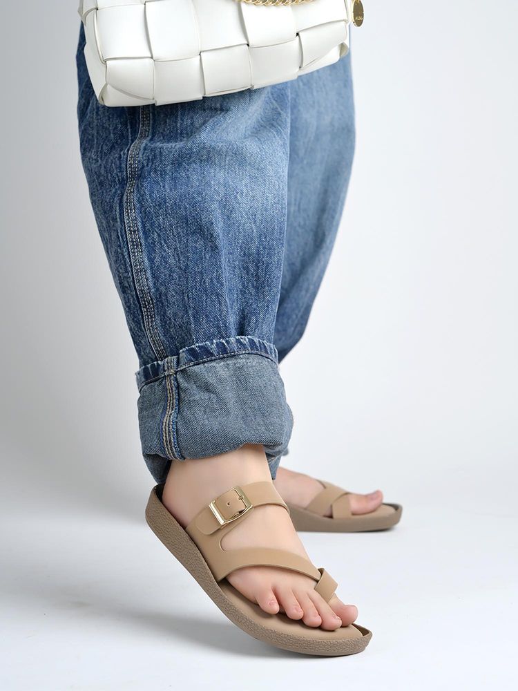 Shoetopia Beige Sandals For Women-picture-19