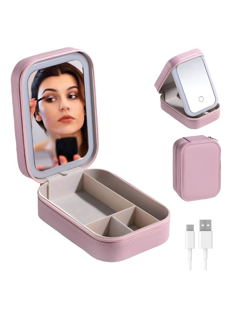 Matra Led Lighted Mirror Makeup Box Portable Travel Jewelry Case-picture-25