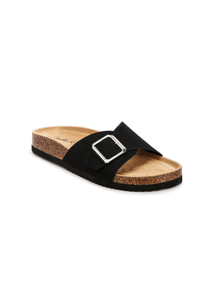 London Rag Adjustable Buckle Closure Flats Sandals - Black-image-5