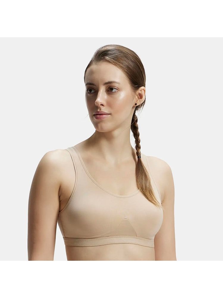 Jockey 1376 Wirefree Non Padded Cotton Elastane Active Bra - Skin