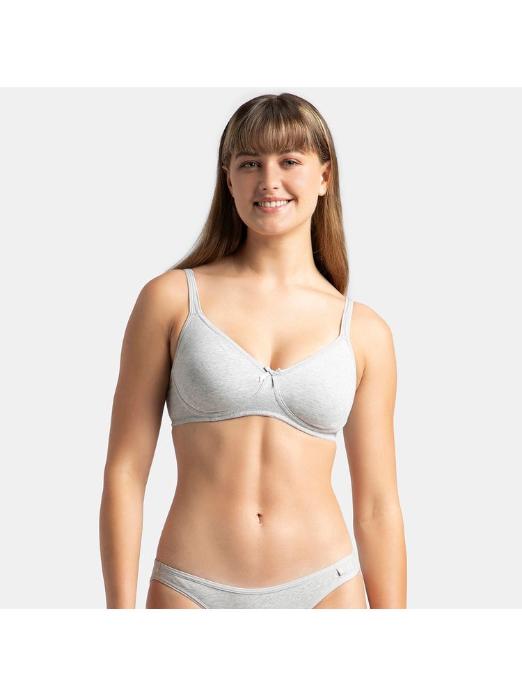 Jockey 1722 Wirefree Non Padded Cotton Elastane Everyday Bra - Steel Grey Melange-picture-13