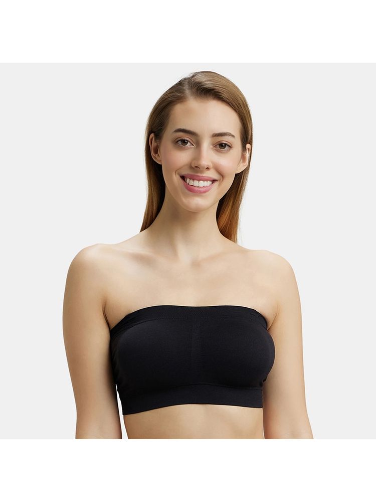 Jockey 1545 Women Wirefree Padded Micro Touch Nylon Elastane Bandeau Bra - Black-picture-12
