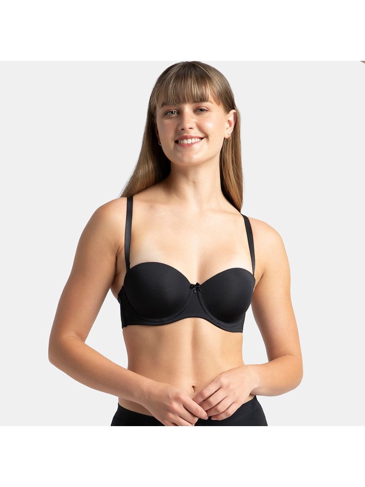 Jockey 1831 Wired Padded Soft Touch Microfiber Elastane Strapless Bra - Black-picture-25