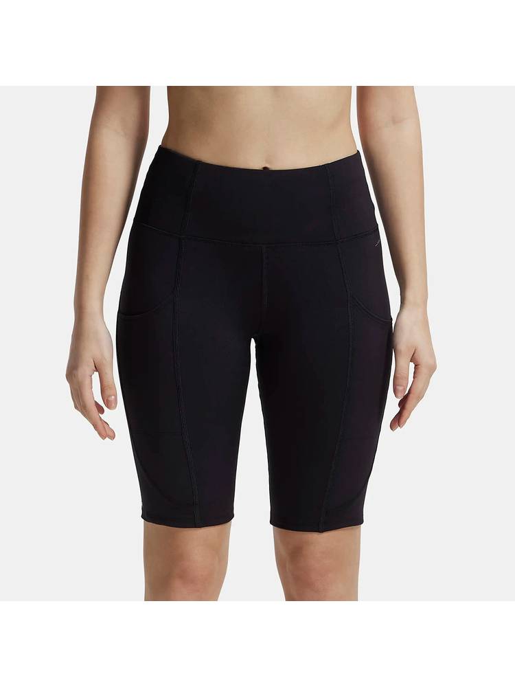 Jockey MW81 Women Microfiber Elastane Slim Fit Active Wear Shorts - Black-picture-13