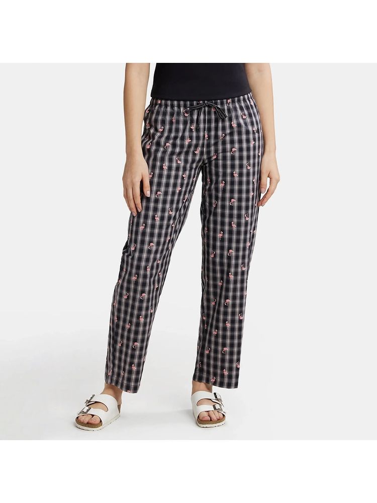 Jockey RX06 Women Super Combed Cotton Woven Fabric Pyjama - Black