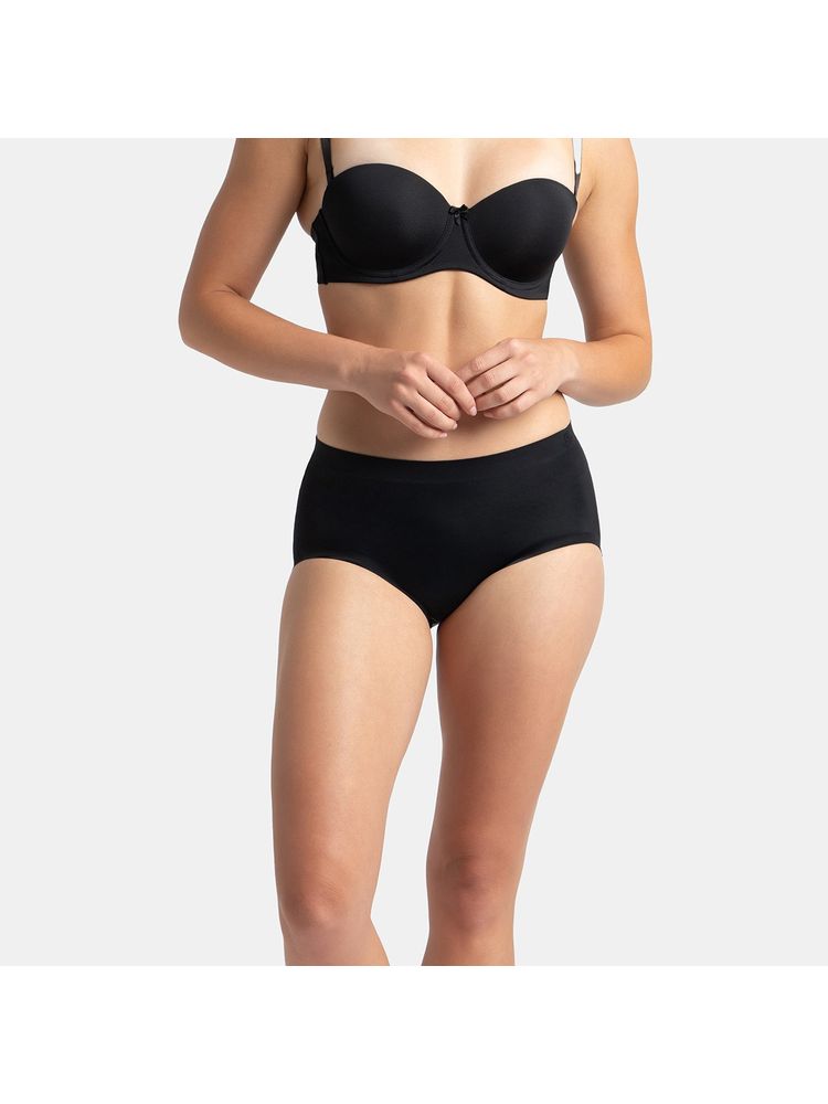 Jockey 1827 Women High Coverage Soft Touch Microfiber Elastane Full Brief - Black-picture-15