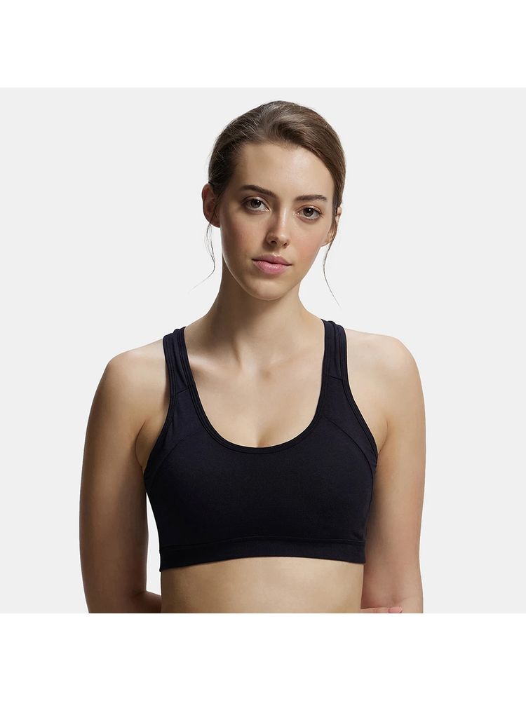 Jockey 1380 Wirefree Padded Cotton Elastane Active Bra - Black