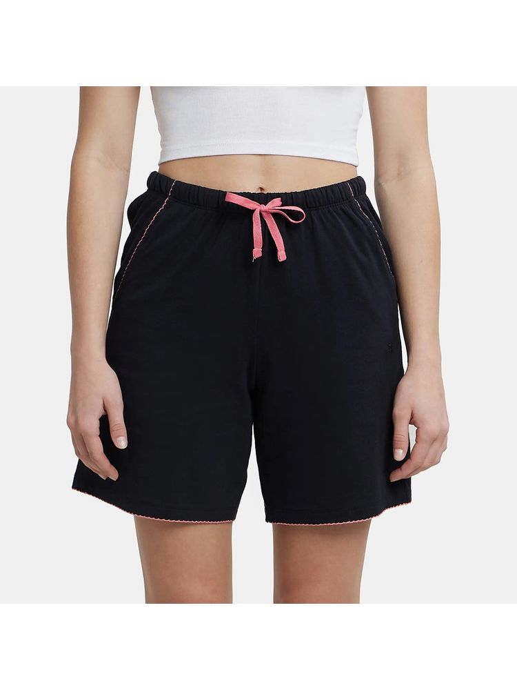 Jockey RX72 Women Super Combed Cotton Relaxed Fit Sleep Shorts - Black-picture-32