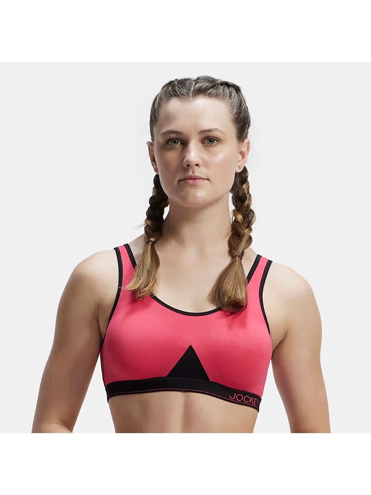 Jockey 1376 Wirefree Non Padded Cotton Elastane Active Bra - Ruby
