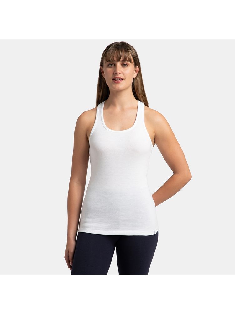 Jockey 1467 Women Super Combed Cotton Rib Fabric Solid Tank Top - White