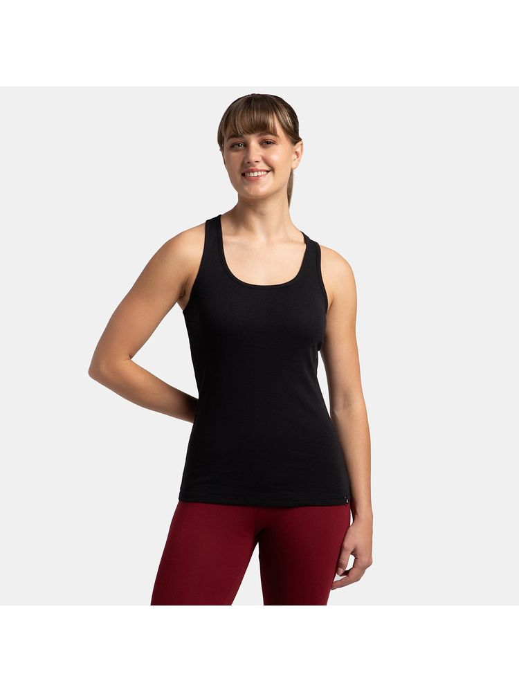 Jockey 1467 Women Super Combed Cotton Rib Fabric Solid Tank Top - Black