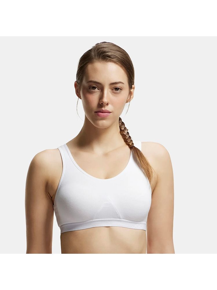Jockey 1376 Wirefree Non Padded Cotton Elastane Active Bra - White
