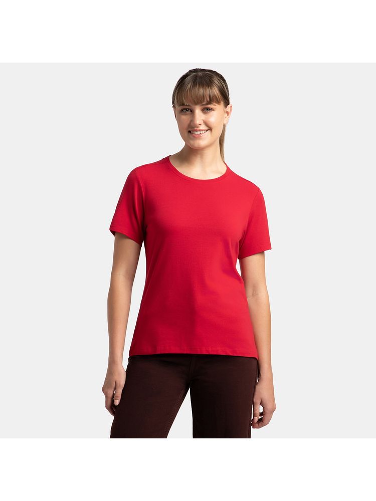 Jockey 1515 Women Cotton Elastane Round Neck Half Sleeve T-Shirt - Jester Red-picture-19