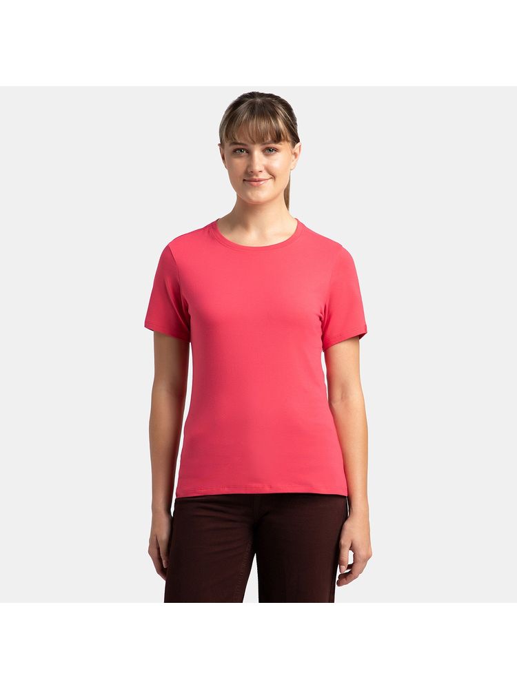 Jockey 1515 Women Cotton Elastane Round Neck Half Sleeve T-Shirt - Ruby-picture-24
