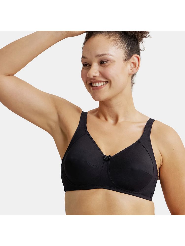 Jockey ES13 Wirefree NonPadded Cotton Elastane Full Coverage Plus Size Bra - Black
