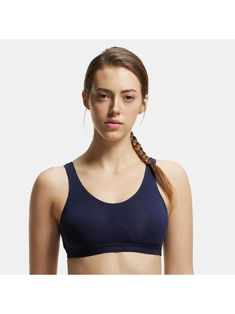 Jockey 1376 Wirefree Non Padded Cotton Elastane Active Bra - Navy Blazer