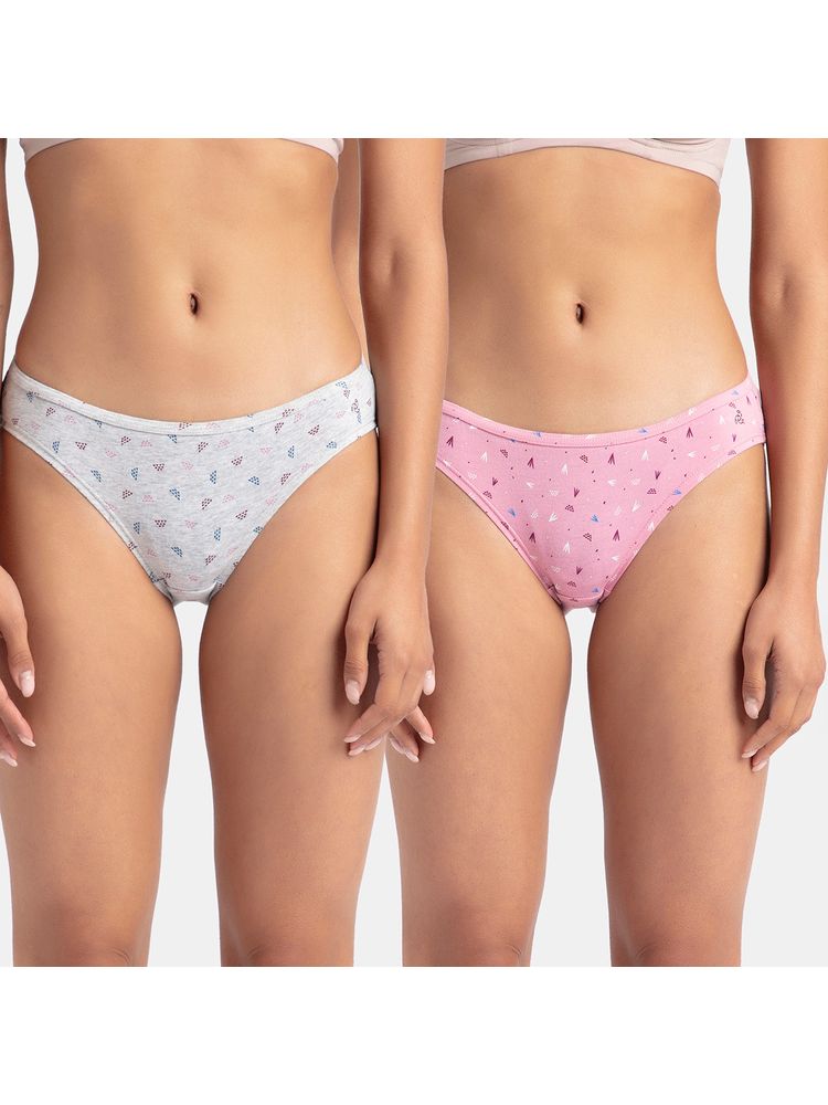 Jockey SW01 Women Medium Coverage Cotton Elastane Bikini - Assorted Prints(Pack of 2)-picture-14